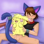  balls biting_lip blush brown_hair clothed clothing duo eyes_closed female hair male male/female mammal milachu92 nintendo open_mouth penetration penis pikachu pok&eacute;mon pussy rodent sex size_difference teeth tongue vaginal vaginal_penetration video_games 