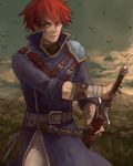  bonjour fire_emblem fire_emblem:_rekka_no_ken male_focus raven_(fire_emblem) red_eyes red_hair solo sword weapon 