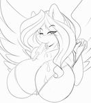  2015 anthro big_breasts breasts cleavage clothed clothing female huge_breasts mastergodai smile solo unknown_species wings 