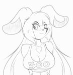  2015 anthro big_breasts breasts cleavage clothed clothing female lagomorph mammal mastergodai rabbit smile solo 