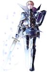  armor armored_boots blonde_hair book boots fire_emblem fire_emblem_if full_body gauntlets gloves leon_(fire_emblem_if) male_focus solo sword uguisu_(ryu) weapon white_background 