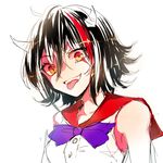  :p black_hair horns kijin_seija looking_at_viewer multicolored_hair open_mouth red_eyes rosette_(roze-ko) shirt sleeveless sleeveless_shirt smile solo streaked_hair tongue tongue_out touhou 