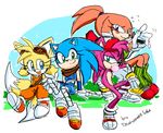  amy_rose bandage blue_eyes blush canine clothing drawloverlala echidna female fox gloves green_eyes hat hedgehog knuckles_the_echidna looking_at_viewer male mammal monotreme purple_eyes sonic_(series) sonic_boom 