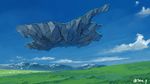  cloud day fantasy floating_island grass mountain no_humans original outdoors scenery seo_tatsuya sky twitter_username 