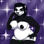  2015 anthro bear beautiful belly black_hair black_nipples breasts chubby clothing female green_eyes hair mammal mistresssable mitsuko nipples panda panties sassy smile sparkles underwear voluptuous wide_hips 