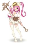  bare_shoulders boots bow bowtie breasts brown_eyes corset hat kk_aa_nn_ii long_hair looking_at_viewer medium_breasts original pink_hair sleeveless smile solo staff taut_clothes thigh_boots thighhighs twintails two_side_up white_footwear white_legwear 