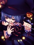  bad_id bad_pixiv_id bat_wings blue_hair hat irori red_eyes remilia_scarlet short_hair solo touhou wings witch_hat 