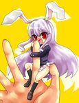  @_@ animal_ears blazer blush bunny_ears finger_hug jacket long_hair minigirl necktie purple_hair red_eyes reisen_udongein_inaba skirt solo takeko touhou 