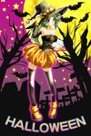  bat breasts final_fantasy final_fantasy_vi full_moon gloves green_hair halloween hanamo_daiou hat medium_breasts moon solo thighhighs tina_branford witch_hat 