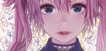  blue_eyes close-up face hagane_miku hagane_vocaloid lips matayoshi pink_hair solo twintails vocaloid 