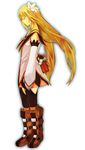  artist_request boots brown_hair closed_eyes flower gloves hair_ornament knee_boots long_hair marta_lualdi mieu solo tales_of_(series) tales_of_symphonia tales_of_symphonia_knight_of_ratatosk tales_of_the_abyss 