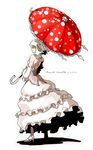  amanita_muscaria bare_shoulders closed_eyes detached_sleeves dress mushroom oso-teki_kinoko_gijinka_zukan oso_(toolate) personification short_hair solo umbrella white_hair 