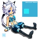  :&lt; animal_ears arm_support bad_id bad_pixiv_id bow cat_ears cat_tail doraeshi final_fantasy final_fantasy_xi flat_chest mithra navel pantyhose purple_eyes sitting solo tail white_hair wrist_cuffs 