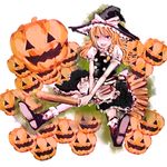  bad_id bad_pixiv_id blonde_hair broom broom_riding hal360 halloween jack-o'-lantern kirisame_marisa pumpkin solo touhou 