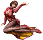  3d anna_williams blue_eyes bob_cut breasts brown_eyes china_dress chinese_clothes cleavage cleavage_cutout dress elbow_gloves fishnet_pantyhose fishnets gloves high_heels highres large_breasts official_art pantyhose realistic shoes short_hair side_slit solo tekken tekken_6 transparent_background 