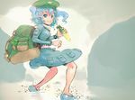  :t backpack bag blue_eyes blue_hair cucumber hair_bobbles hair_ornament hat kawashiro_nitori md5_mismatch short_hair solo touhou twintails two_side_up yst 