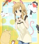  animal_ears blonde_hair brown_eyes cat cat_ears cat_tail folded_ponytail josephine_(nyan_koi) long_hair mizuno_kaede nasuna noir_(nyan_koi) nyamsas nyan_koi! tail tama_(nyan_koi) too_many too_many_cats 