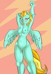  2015 anthro anthrofied atane18 breasts equine female friendship_is_magic hair lightning_dust_(mlp) looking_at_viewer mammal my_little_pony navel nipples nude pegasus pussy solo wings 