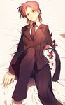  amputee bad_id bad_pixiv_id bazett_fraga_mcremitz fate/hollow_ataraxia fate_(series) formal mole mole_under_eye naoko_(juvenile) pant_suit purple_eyes purple_hair short_hair solo suit 