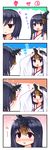  :d :o :t black_hair comic commentary_request cosplay fusou_(kantai_collection) hair_ornament japanese_clothes jitome kantai_collection multiple_girls nagi_uru nontraditional_miko open_mouth pout red_eyes seaport_hime seaport_hime_(cosplay) smile translated v-shaped_eyebrows yamashiro_(kantai_collection) 