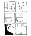  ambiguous_gender black_and_white cat comic cup dialogue feline feral humor mammal monochrome personification text the_truth window windowsill 