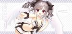  angel_wings artist_name bikini_top character_name drill_hair idolmaster idolmaster_cinderella_girls kanzaki_ranko long_hair open_mouth red_eyes romaji silver_hair smile solo translation_request tsukigami_runa twin_drills twintails wings 