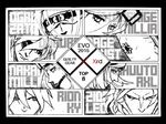  6+boys axl_low bag beard blindfold evolution_championship_series eyepatch facial_hair faust_(guilty_gear) guilty_gear guilty_gear_xrd hat kannuki ky_kiske leo_whitefang millia_rage monochrome multiple_boys multiple_girls paper_bag sin_kiske zato-1 