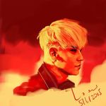  2015 bigbang bust earring gradient gradient_background male_focus seungri_(bigbang) solo white_hair 