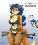  &lt;3 &lt;3_eyes 2015 annoyed beauty_mark bikini blue_hair breasts brown_eyes canine carmelita_fox cleavage clothed clothing cosplay drooling ear_piercing english_text female fox frown fur gun hair hat heresy_(artist) lipstick male mammal metal_gear orange_fur piercing quiet_(metal_gear) raccoon ranged_weapon rifle saliva signature sly_cooper sly_cooper_(series) smile sniper_rifle swimsuit text torn_stockings video_games weapon 