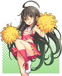  ahoge alastor_(shakugan_no_shana) black_hair blush breasts cheerleader long_hair looking_at_viewer open_mouth panties pleated_skirt pom_poms roke shakugan_no_shana shana shoes skirt small_breasts sneakers socks underwear very_long_hair white_panties yellow_eyes 