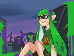  2girls domino_mask green_shirt inkling mask multiple_girls shirt smile splatoon_(series) splatoon_1 tentacle_hair wong_ying_chee 