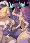  2girls blonde_hair blush breasts collarbone cum ejaculation extra_penises handjob hetero horns jewelry kali_(p&amp;d) large_breasts licking md5_mismatch monster_boy multiple_arms multiple_girls multiple_penises nipples panties penis purple_eyes purple_hair puzzle_&amp;_dragons satan_(p&amp;d) sharp_teeth snake teeth testicles uncensored underwear veins veiny_penis waero 