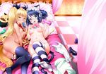  animal_ears bed black_legwear blonde_hair blush boots breasts canopy_bed cat_ears cat_tail cat_teaser cellphone checkered checkered_floor curly_hair cyan_(show_by_rock!!) dildo fang glasses hair_ribbon high_heel_boots high_heels leg_garter long_hair looking_at_viewer mojarin_(kihara_mojarin) multiple_girls navel necktie nipples nude open_mouth phone pillow retoree ribbon show_by_rock!! small_breasts smile striped striped_legwear tail thigh_boots thighhighs twintails very_long_hair yellow_eyes 