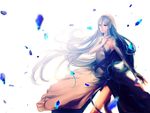  aqua_(fire_emblem_if) blue_eyes blue_hair dress elbow_gloves fingerless_gloves fire_emblem fire_emblem_if gloves kara_ikuko long_hair petals solo very_long_hair 