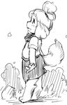  animal_crossing hair isabelle_(animal_crossing) kemono monochrome nintendo setouchi_kurage short_hair video_games 