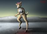  2018 anthro breasts cervine christmas clarice_(rudolph_the_red-nosed_reindeer) darthmaul1999 digitigrade female holidays hooves ice mammal nipples nude outside pussy reflection reindeer solo walking 