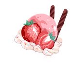  food fruit highres ice_cream no_humans original pandako strawberry transparent_background 