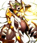  arai_nobu armor armpits blue_eyes gallia_(saint_seiya_omega) green_hair long_hair saint_seiya saint_seiya_omega sword weapon 
