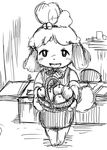  animal_crossing canine dog hair isabelle_(animal_crossing) kemono mammal monochrome nintendo open_mouth setouchi_kurage short_hair video_games 