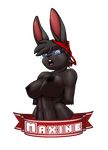  2015 anthro areola black_nose blue_eyes breasts eyewear female glasses lagomorph looking_at_viewer mammal max_blackrabbit maxine_blackbunny nude rabbit ribbons solo 