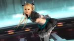  1girl 3d blonde_hair dead_or_alive hands_behind_back leaning_forward marie_rose sideboob smile solo tecmo wallpaper 