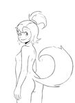  anthro black_and_white cub dogyd feline female looking_at_viewer mammal monochrome nude raised_tail rear_view thundercats thundercats_2011 wilykit young 