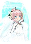 blue_eyes blush clothing doraeshi dress female final_fantasy final_fantasy_xiv gradient gradient_background hair lalafell looking_at_viewer pink_hair pointy_ears solo unknown_artist video_games wedding_dress 
