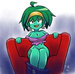  breasts cleavage clothed clothing female green_hair green_skin hair headband navel red_eyes rottytops shantae_(series) solo stitches undead wide_hips zombie 