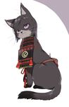  animal animalization armor cat clothed_animal japanese_armor looking_back maruneko no_humans purple_eyes shoulder_armor sode touken_ranbu whiskers yagen_toushirou 