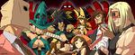  5boys :o alternate_color axl_low bag beard belt blindfold blonde_hair blush breasts brown_hair cleavage collared_shirt commentary_request evolution_championship_series facial_hair faust_(guilty_gear) finger_to_mouth glowing glowing_eyes green_eyes group_picture guilty_gear guilty_gear_xrd guitar hat highres hole i-no instrument large_breasts long_hair machinery may_(guilty_gear) monocle multiple_boys multiple_girls muscle necktie orange_hat parted_lips pirate_hat potemkin_(guilty_gear) ramlethal_valentine red_neckwear robot sarashi serious shirt skull_print slayer_(guilty_gear) sleeves_past_elbows sol_badguy very_long_hair witch_hat zaki_(narashigeo) zato-1 