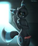  anthro atherol balls black_fur black_hair blue_fur cute eeveelution fur hair knot looking_at_viewer male nintendo penis pok&eacute;mon shiny_pok&eacute;mon smile solo standing teeth umbreon video_games 