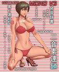  bad_id bad_pixiv_id bikini breasts brown_hair commentary_request covered_nipples fingernails large_breasts lips looking_at_viewer meiko meiko_(vocaloid3) nail_polish solo strappy_heels swimsuit toenail_polish translation_request vocaloid wakino_keibun white_nails 