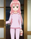 green_eyes highres long_hair moesaki_ichigo pajamas pink_hair screencap sore_ga_seiyuu! strawberry_milk 