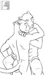  anthro back butt cuddling erkhyan eyes_closed feline hug male male/male mammal nude panther romantic simple_background sketch toned white_background 